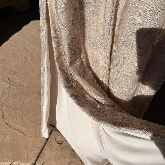 Ralph Lauren Formal Dress Women 10 Champagne Nude Sequin Sleeveless Party - Picture 12 of 13